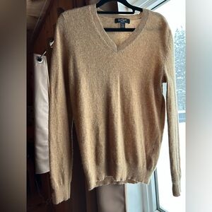 Lord & Taylor Cashmere V-Neck Sweater in Warm Brown